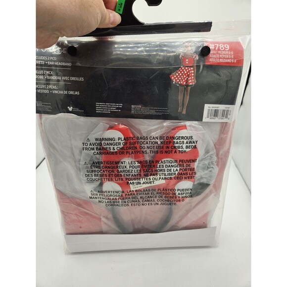 New Disney Minnie Mouse Adult Medium 6-8 Costume Halloween Cosplay Dress Ears - Picture 4 of 6